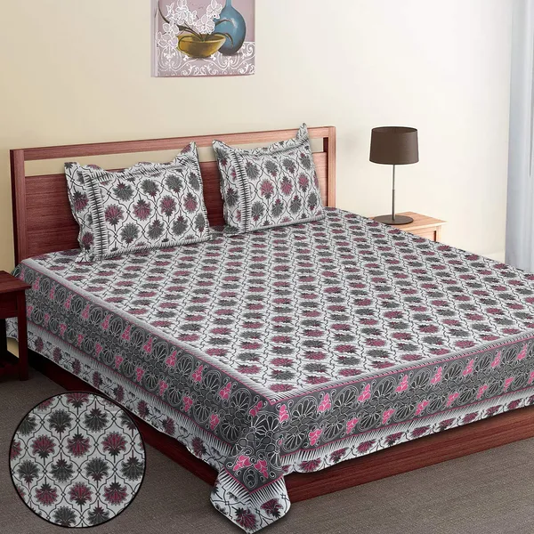 Pink_Cotton_Lotus_Harmony_Double_Bedsheet_With_Pillow_Cover_120X120_Cm